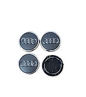 Колпачки, заглушки на диски Audi Ауди 69 мм / 57 мм серые с кольцами