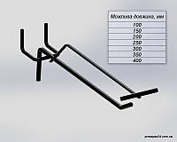 Крючок 400мм черный одинарный с ценникодержателем на перфорацию торговый стеллаж