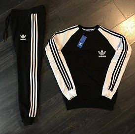 Спортивный костюм мужской черно белого цвета на весну осень стильный модный молодежный костюм Adidas