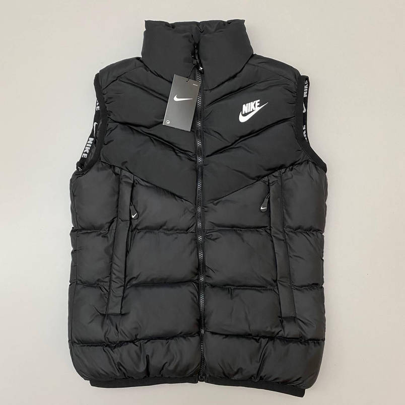 Жилетка чоловіча Nike чорного кольору безрукавки чоловічі модні жилетки весна осінь стьобана спортивна на хлопця, фото 1