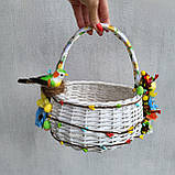 Дитячий пасхальний кошик з пташкою в гнізді та квітами для дівчаток та хлопчиків, фото 4