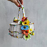 Дитячий пасхальний кошик з пташкою в гнізді та квітами для дівчаток та хлопчиків, фото 6
