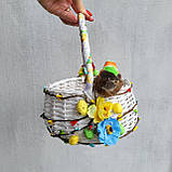 Дитячий пасхальний кошик з пташкою в гнізді та квітами для дівчаток та хлопчиків, фото 5