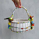 Дитячий пасхальний кошик з пташкою в гнізді та квітами для дівчаток та хлопчиків, фото 7