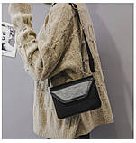 ДЕФЕКТ! Жіноча класична сумка крос-боді на широкому ремінці чорна, фото 2