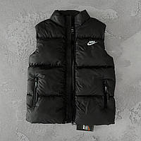 Жилетка мужская Nike дутая спортивная черная без капюшона стеганная с карманами модная стильная повседневная M