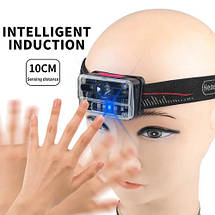 Ліхтар налобний M-006-XPG+8SMD+4SMD(white+red+ green+blue+UV), Motion Sensor, фото 6
