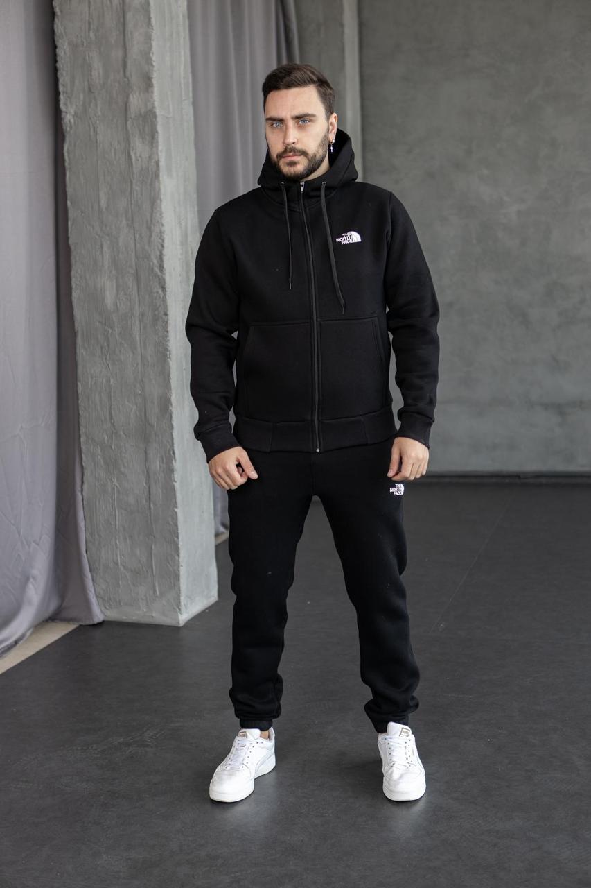 Спортивный костюм THE NORTH FACE черный мужской осень-зима комплект Штаны и Худи с капюшоном на флисе
