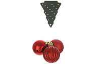 Набор шаров ( 3шт) 6см: глиттер, глянец, цвет - красный RM7-571 ОСТАТОК