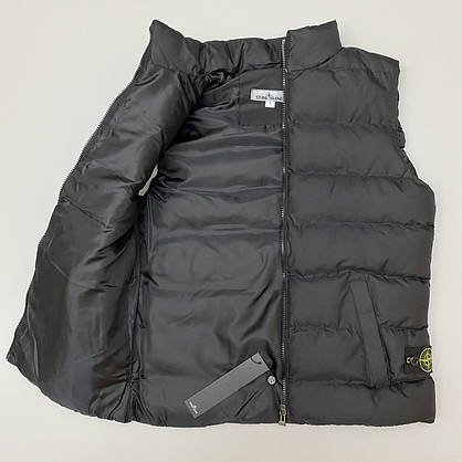Черная жилетка мужская Stone Island жилет спортивный демисезонная безрукавка на мужчину с карманами, фото 4