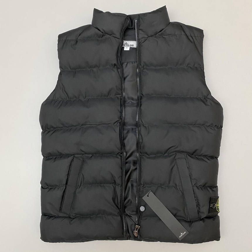 Черная жилетка мужская Stone Island жилет спортивный демисезонная безрукавка на мужчину с карманами, фото 1