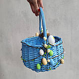 Блакитний  пасхальний кошик для хлопчиків з  пташкою в гнізді та яєчками, фото 2
