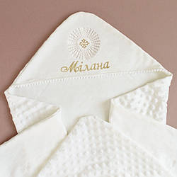 Крижмо Ladan іменне з кутиком 90х75 см Молочний (KR10-Imennakutyk-Mol)