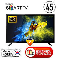 Samsung Smart TV 4K телевизор 2024 год Ultra HD, LЕD, IPTV, T2 45 дюйма WIFI Сборка Корея Самсунг Андроид 13