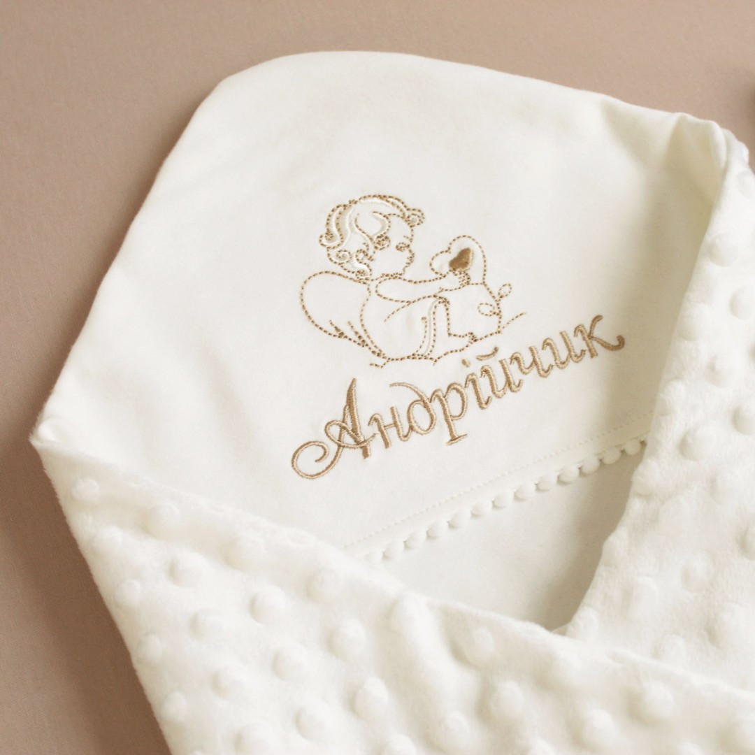 Крижмо Ladan іменне з ангелом 90х75 см Білий (KR10-Imennakutyk-Mol), фото 1