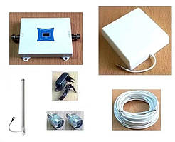 Підсилювач мобільного сигналу WNG-2116-W 2100 МГц із зовнішньою панельною та внутрішньою круговою антеною, до 150 кв. м