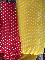 Шифон "Блузочный" белый горох на желтом фоне ш150см для пошива платьев, юбок, блузок, платков .