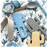 Прорізувач для зубів силіконовий MinikOiOi Cactus, Mineral Blue, фото 3