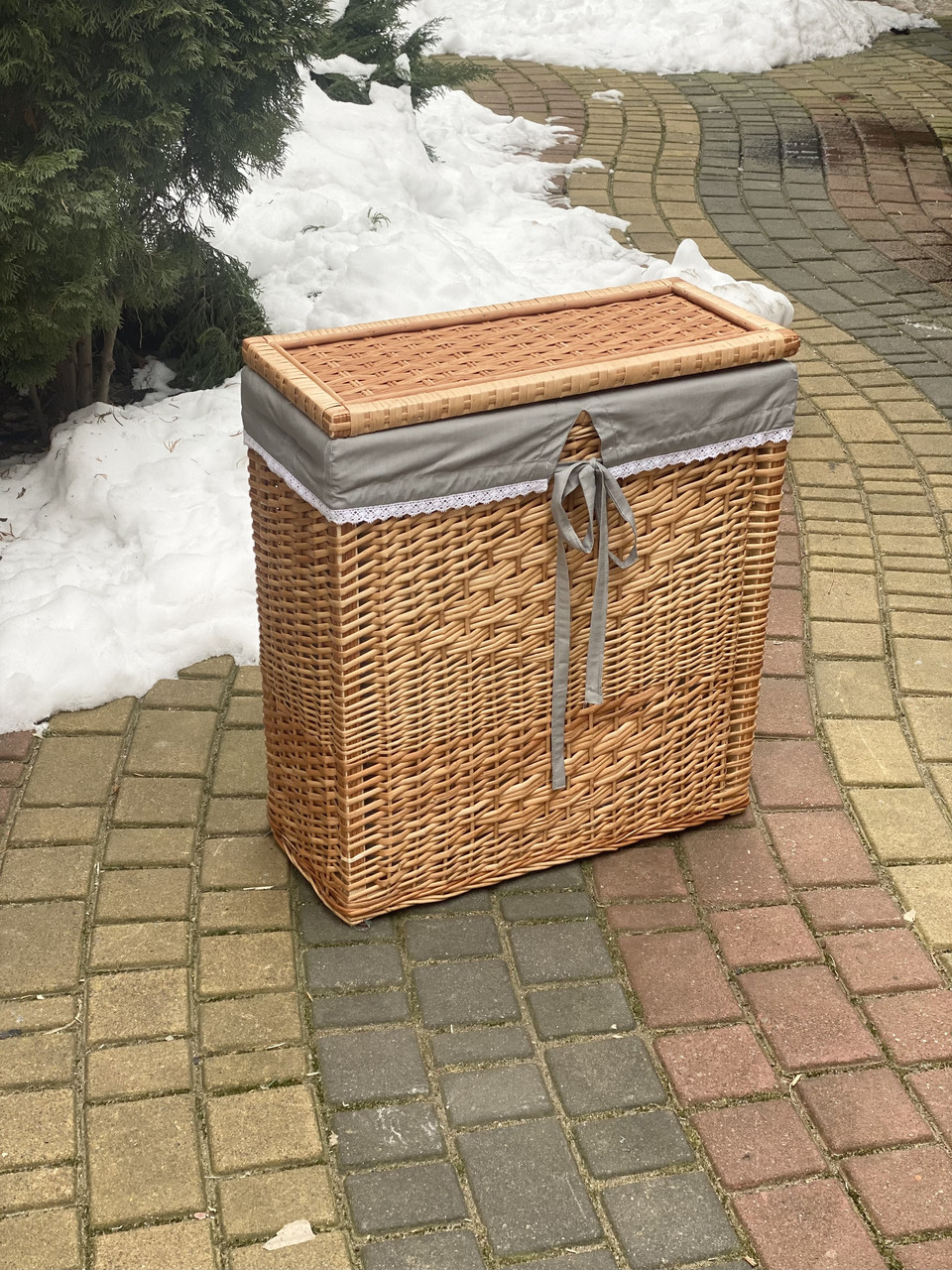 Корзина плетена для білизни з мішком. Арт:8330, фото 1