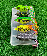 Набор силиконовых лягушек для ловли щуки, Fishing D-Frog 55мм\12 гр (5 шт) + коробка в подарок