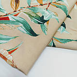 Штапель принт тропічні квіти на бежевому, фото 9