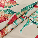 Штапель принт тропічні квіти на бежевому, фото 2