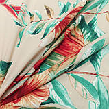 Штапель принт тропічні квіти на бежевому, фото 7