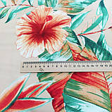 Штапель принт тропічні квіти на бежевому, фото 4
