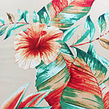 Штапель принт тропічні квіти на бежевому, фото 3