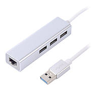 Адаптер с USB на Gigabit Ethernet, 3 Ports USB 3.0, 1000 Mbps Maxxter NEAH-3P-01 - MegaLavka