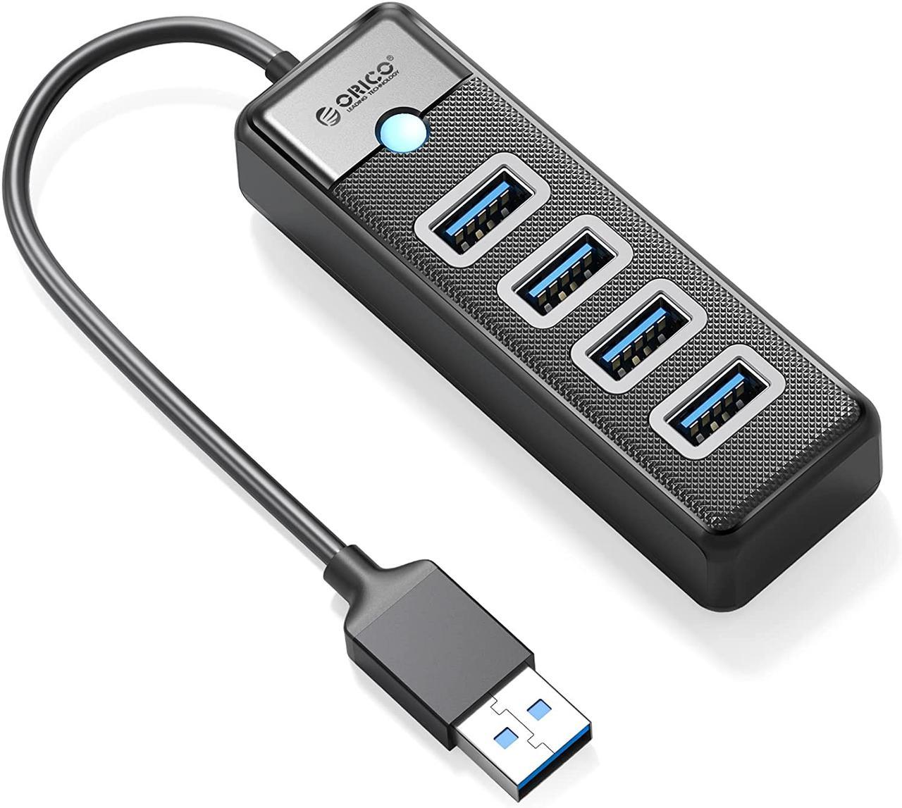 USB-концентратор Orico USB хаб USB 3.0 з кабелем 0,15 м 5 Гбіт/с Black (PW4U-U3-015-BK)