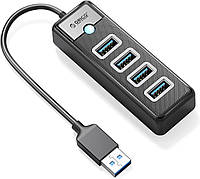 USB-концентратор Orico USB хаб USB 3.0 с кабелем 0,15 м 5 Гбит/с Black (PW4U-U3-015-BK)