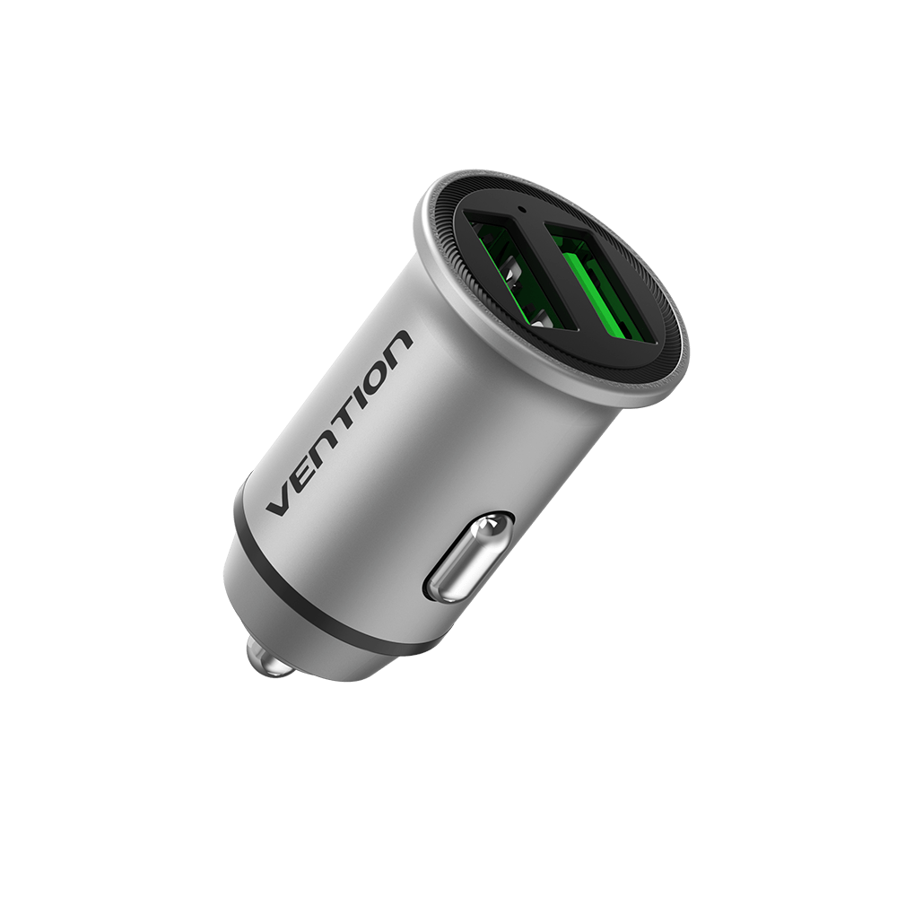 Автомобільний зарядний пристрій Vention Mini-Style Car Charger Two-Port USB A+A Gray (FFAH0)
