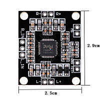 Модуль PAM8610 миниатюрный низковольтный аудио усилитель D-класса 2x15 Ватт  7-15 Вольт
