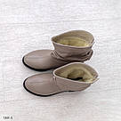 Шкіряні зимові бежеві напівчобітки на невеликому підборі, фото 2