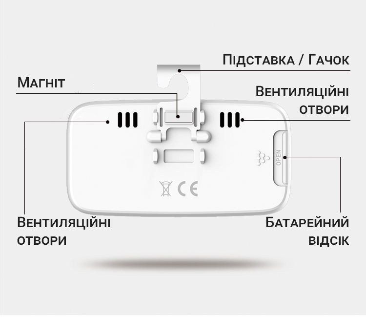 Цифровой термометр для холодильника морозильника с крючком и магнитом UChef A1023 Белый чер ZR, код: 7444723 - фото 5 - id-p2110703377