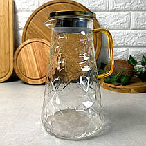 Скляний глечик 1.8 л із золотистою кришкою Bojo, фото 4