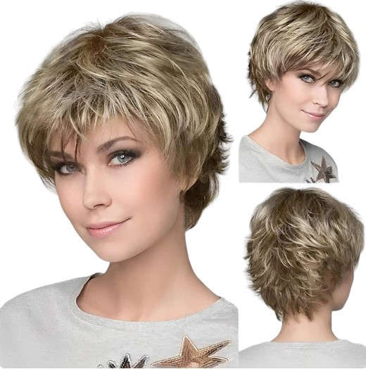 Перука коротка темний блонд, термоволокно HAIRJOY VC A2 /1103А