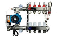 Коллектор для теплого пола в сборе с насосом EUROPRODUCT (4 КОНТУРА)