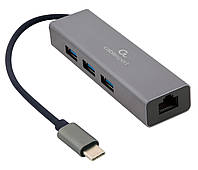 Адаптер, с USB-С на Gigabit Ethernet, 3 Ports USB 3.1 Gen1 (5 Gbps) Cablexpert A-CMU3-LAN-01 - Lux-Comfort