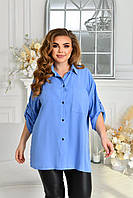 Льняная женская рубашка большого размера Ткань рубашечный лен 100%. Размер 52-54, 56-58, 60-62, 64-66