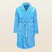 Халат для мужчины из теплой ткани с карманами s голубой H[, код: 8446820