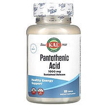 Пантотенова кислота KAL "Pantothenic Acid" уповільненого вивільнення, 1000 мг (100 таблеток)
