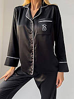 Женская шелковая черная пижама victoria's secret, Шелковые пижамы виктории сикрет, Пижаму с штанами victoria M