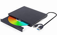 Внешний DVD-привод, USB 3.0 (+Type-C), черный Gembird DVD-USB-03 - Vida-Shop