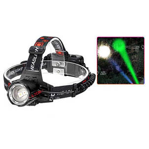 Ліхтар налобний PLD-T115-2PM10-TG(white+green), ЗУ Type-C, zoom, фото 1