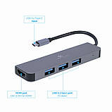 Адаптер USB-C 2в1 (хаб/HDMI), сірий Cablexpert A-CM-COMBO2-01 — MegaLavka, фото 2