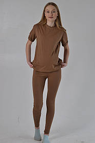 Базова футболка для вагітних і годуючих з блискавкою 42 Maya Mumlove Коричневий