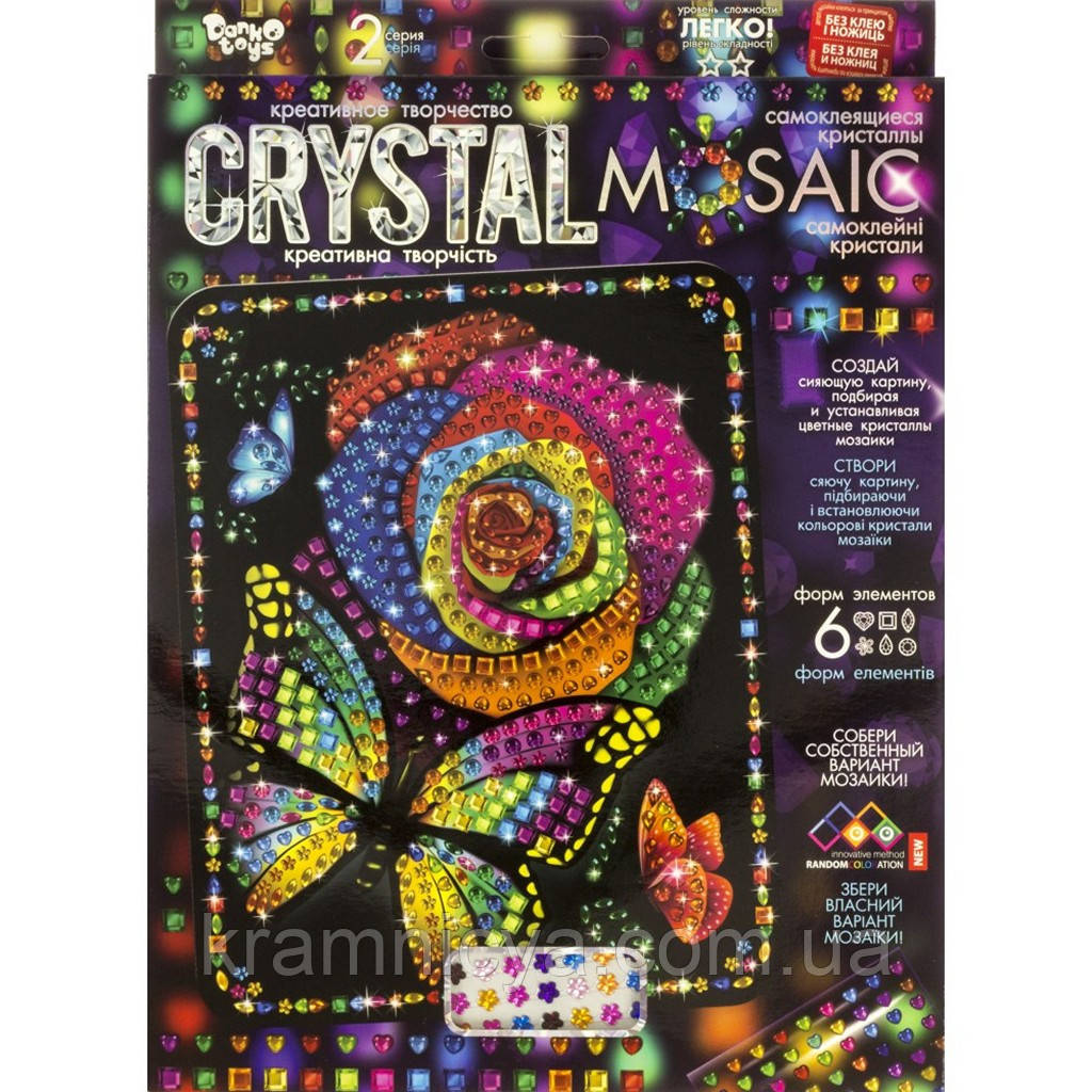 Мозаїка з кристалів Crystal Mosaic Троянда і Метелик (CRM-02-07)
