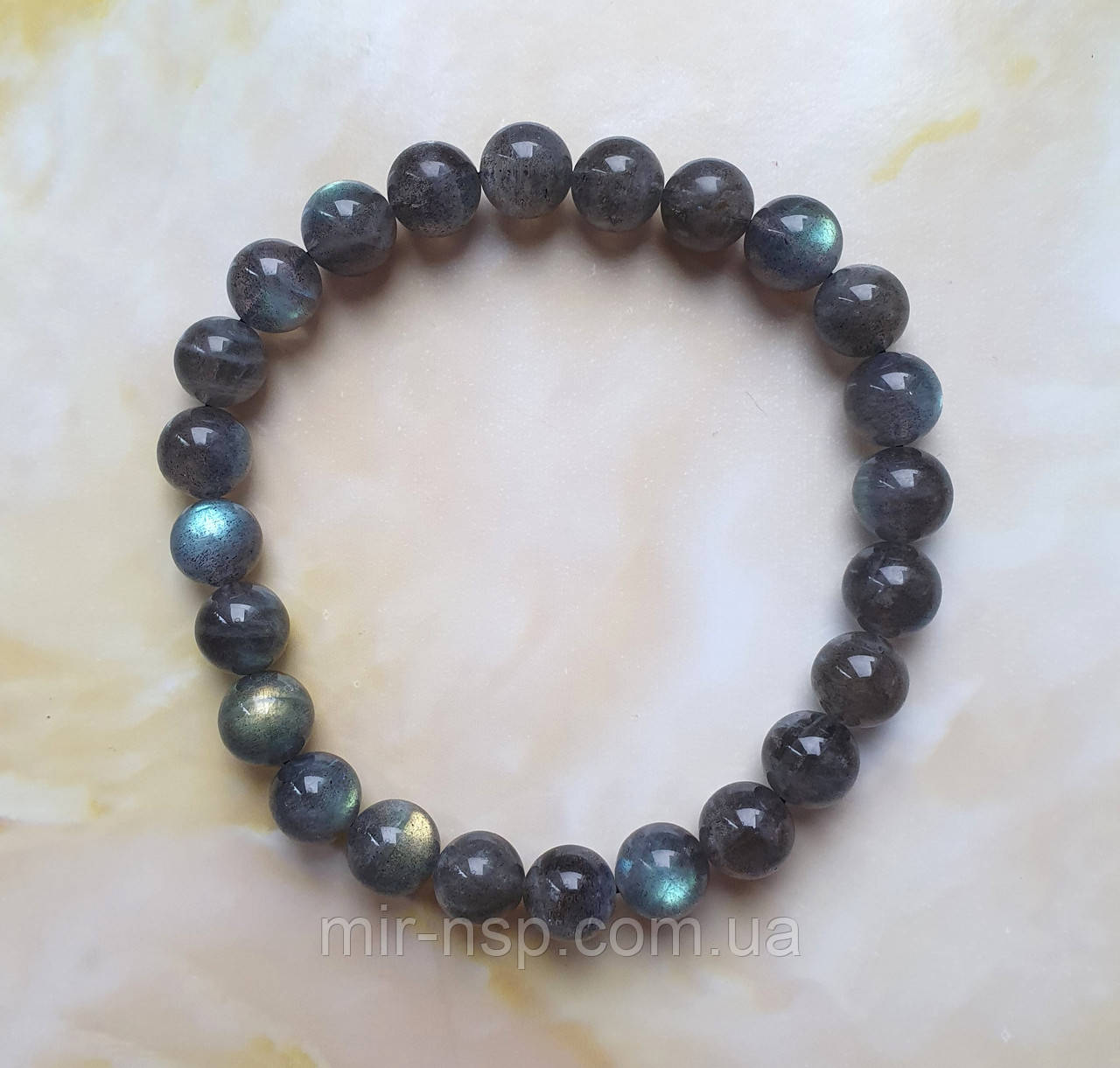 Браслет 100% натуральний Лабрадор 8 мм розмір 19, фото 1